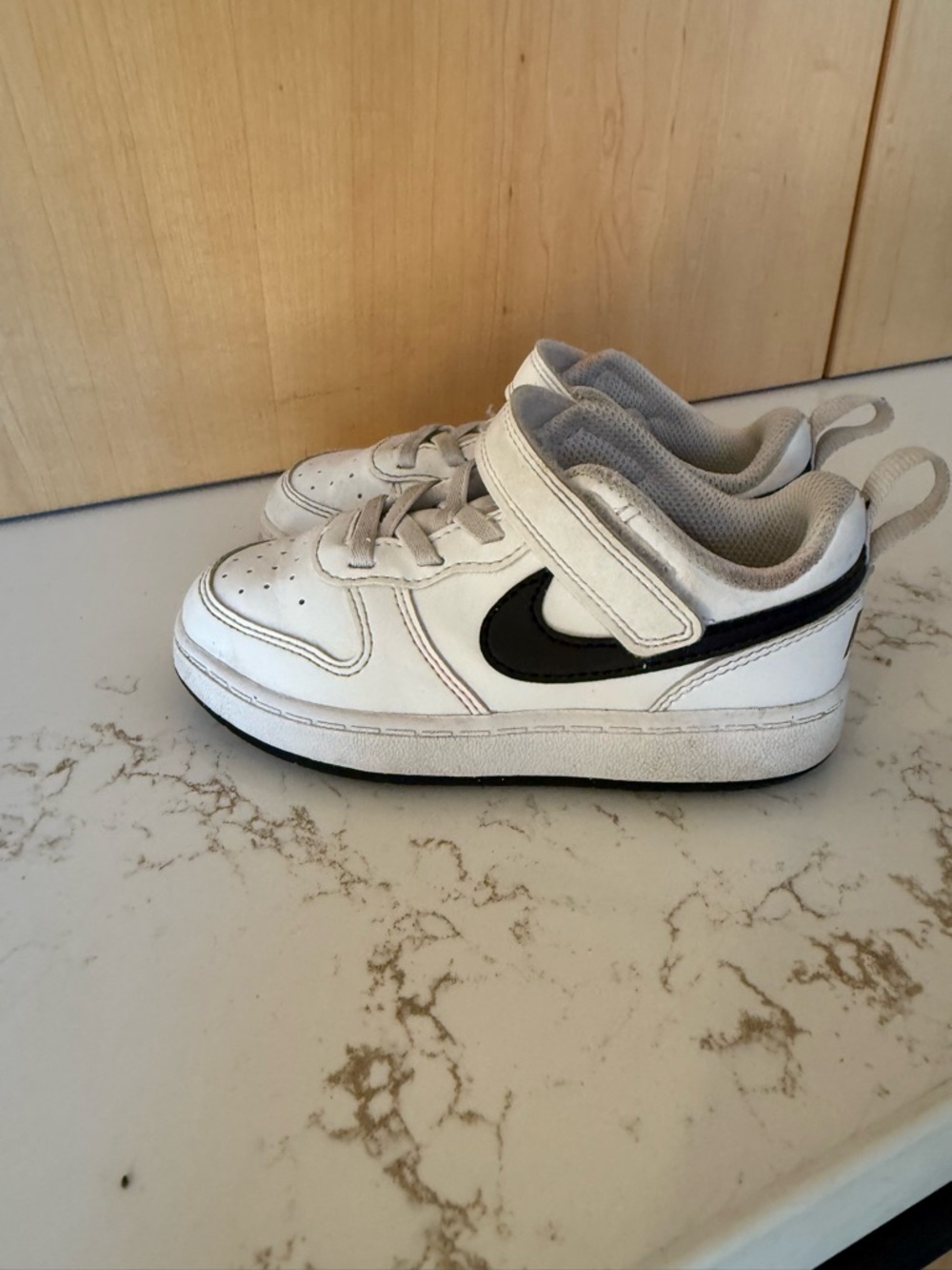 Nike White and Black Kids Velcro Sneakers